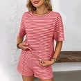 thumbnail image 1 of Wensltd Lightweight Pajamas for Women Sets 2 Piece Summer Soft Stripe Short Sleeve Sleepwear, 1 of 5