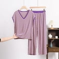 thumbnail image 1 of Wensltd Lounge Sets for Women Comfy Pajamas Set 2 Piece Outfits Short Sleeve Tops and Wide Leg Pants, 1 of 3