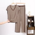 thumbnail image 1 of Wensltd Lounge Sets for Women Comfy Pajamas Set 2 Piece Outfits Short Sleeve Tops and Wide Leg Pants, 1 of 3