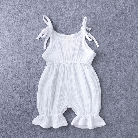 Simplmasygenix Mothers Day Gifts Baby Romper Toddler Baby Girls Fashion Cute Solid Color Cotton Linen Ruffles Frenulum Jumpsuit Romper