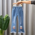 thumbnail image 1 of Simplmasygenix Toddler Pants Cargo Wide Leg Toddler Kids Baby Girls Fashion Cute Sweet Boe Flared Pants Trousers Jeans Pants, 1 of 7