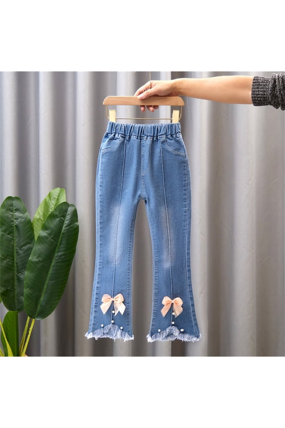 Toddler Pants Cargo Wide Leg Toddler Kids Baby Girls Fashion Cute Sweet Boe Flared Pants Trousers Jeans Pants