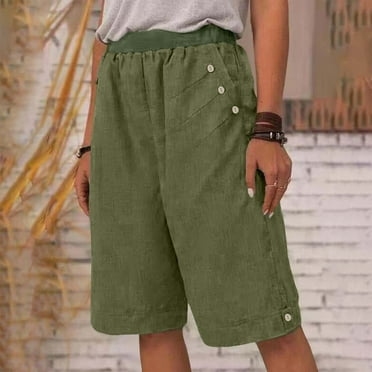 Simplmasygenix Women Casual Shorts Clearance Plus Size Spring And Elastic Waist Cotton Linen Versatile Straight Leg Pants Capris