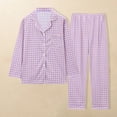 thumbnail image 1 of Wensltd Women Loose Pajama Set Button Down Lapel Tops Long Pant Winter Loungewear Sets, 1 of 3