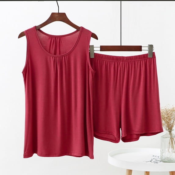 Wensltd Women Pajamas Set Summer Short Sleeve Pullover Tops and Long Pants Soft 2 Piece Outfits