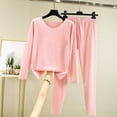 thumbnail image 1 of Wensltd Women's Black Thermal Underwear Fall Winter Thick Top and Pants Set Bottoming Shirt, 1 of 9