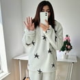 thumbnail image 1 of Wensltd Women's Cozy Wool Pajama Star Printing Fall Winter Loose Warm Sleepwear Home Clothes, 1 of 3