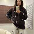 thumbnail image 1 of Wensltd Women's Cozy Wool Pajama Star Printing Fall Winter Loose Warm Sleepwear Home Clothes, 1 of 4