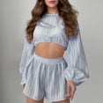 thumbnail image 1 of Wensltd Womens Cute Pajama Sets 2 Piece Crop Top and Shorts Soft Slim Fit Sleepwear Sets, 1 of 4