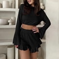 thumbnail image 1 of Wensltd Womens Cute Pajama Sets 2 Piece Crop Top and Shorts Soft Slim Fit Sleepwear Sets, 1 of 6