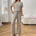 thumbnail image 1 of Wensltd Womens Long Sleeve Pajama Sets V-neck Pullover Top and Pants Casual Sleepwear Sets, 1 of 8