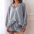 thumbnail image 1 of Wensltd Womens Loose Pajama Sets Fashion Ruffle Top and Shorts Soft Sleepwear Sets, 1 of 3