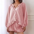 thumbnail image 1 of Wensltd Womens Loose Pajama Sets Fashion Ruffle Top and Shorts Soft Sleepwear Sets, 1 of 3