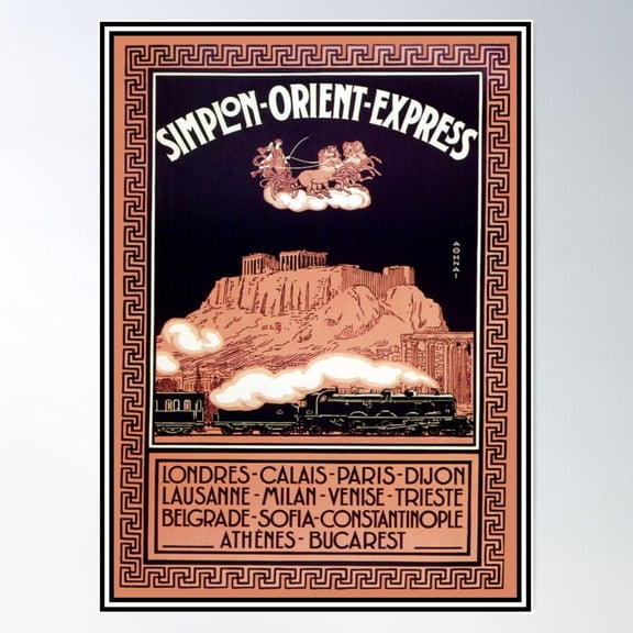 Simplon Orient Express : Vintage Train Travel Advertising Print Poster Wall Art, Modern Wall Decor For Living Room Bedroom, 24x36 UNFRAMED