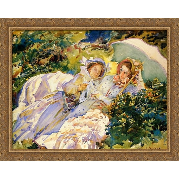 Simplon Pass: The Tease 36x28 Large Gold Ornate Wood Framed Canvas Art by John Singer Sargent