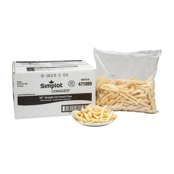 Simplot ClearlyCrisp Conquest Regular Straight Cut French Fry, 5 Pound - 6 per case.