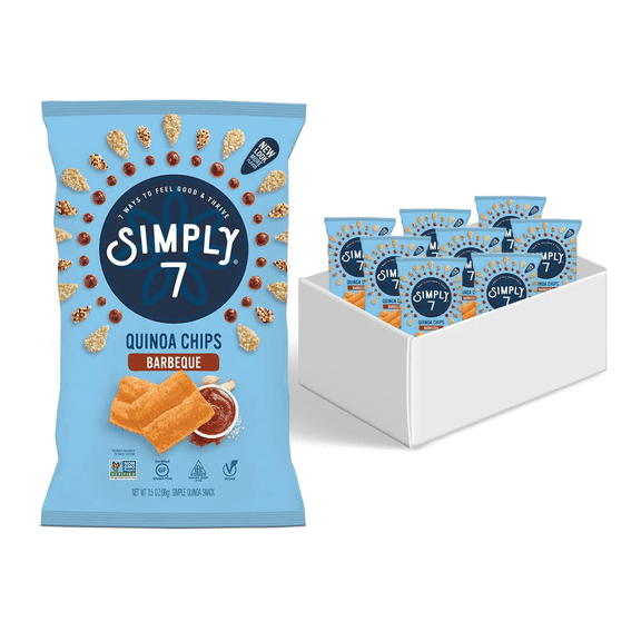Simply 7 Barbeque Quinoa Chips, Gluten-Free, Vegan, Plant-Based, 8-Count, 3.5 oz