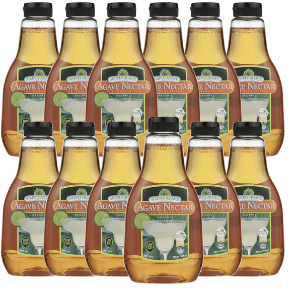 Simply Agave 12 Pack Organic Agave Nectar, 500ml - Gold Medal Award-Winning 100% Organic Blue Weber Agave Syrup, Triple Filtered Natural Sweetener for Margaritas, Cocktails, Coffee
