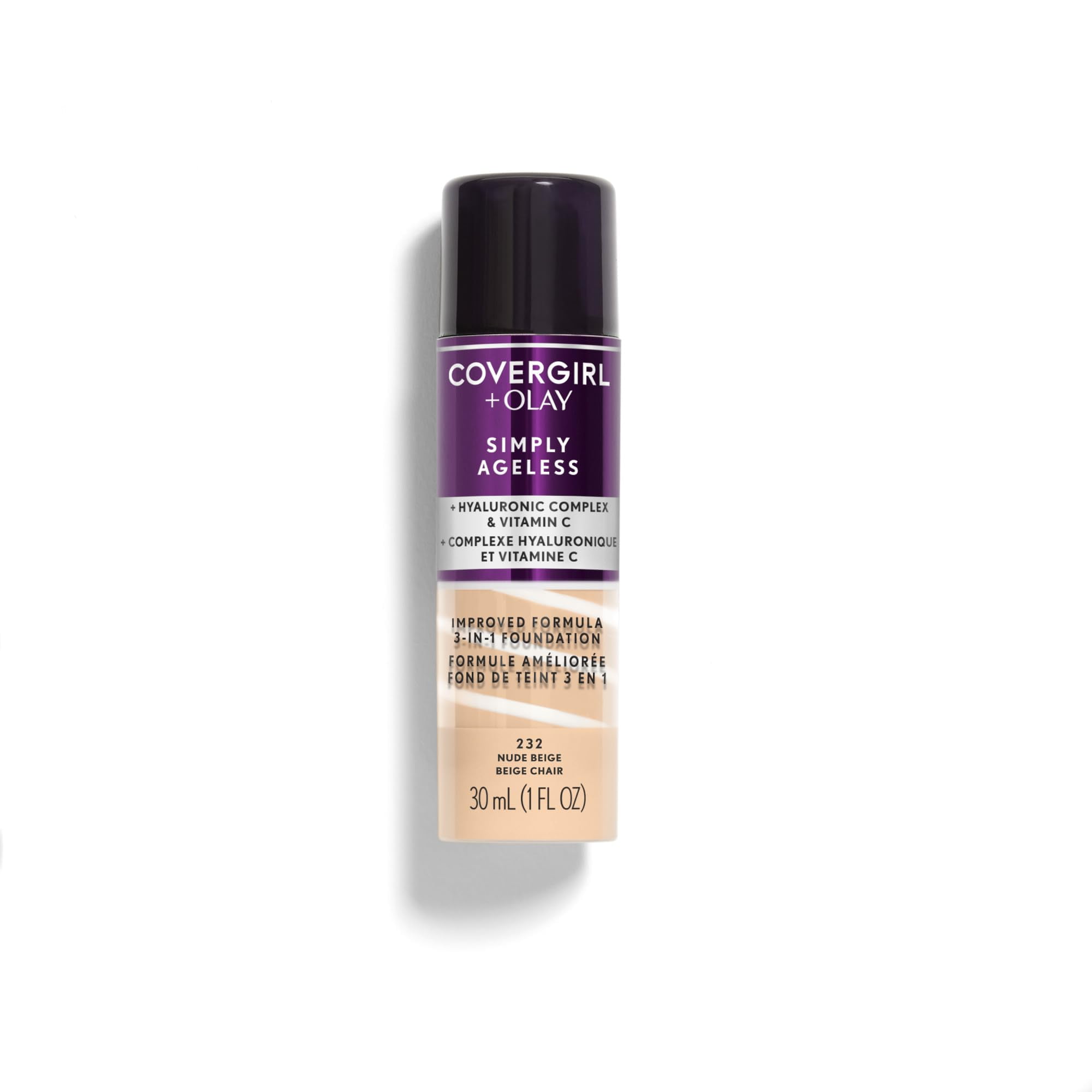 Simply Ageless 3-in-1 Liquid Foundation  232 Nude Beige  1 Fl Oz (Pack of 4)
