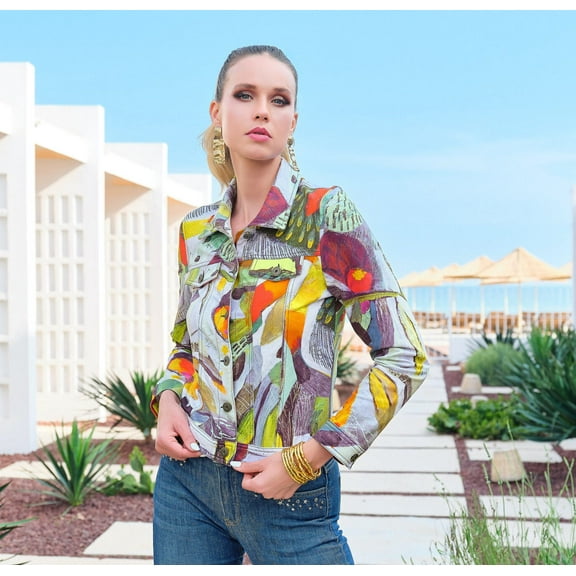 Simply Art Dolcezza: Botanica Abstract Art Soft Denim Jacket