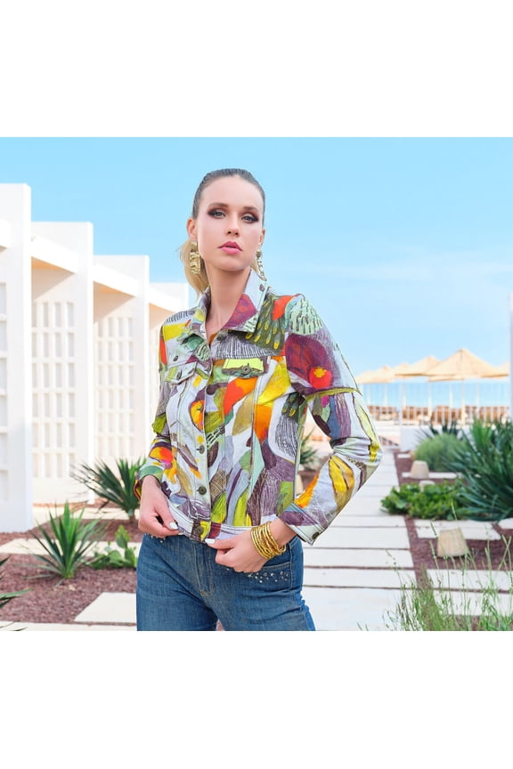 Simply Art Dolcezza: Botanica Abstract Art Soft Denim Jacket
