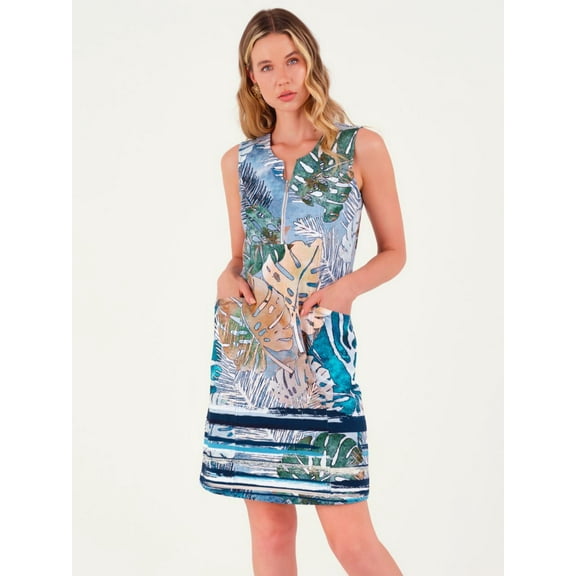 Simply Art Dolcezza: Tropical Blue Soft Denim Abstract Art Dress