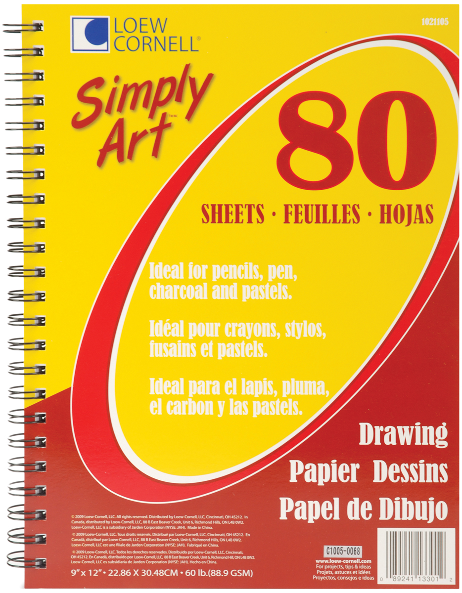 Simply Art Drawing Spiral Paper Pad 9"X12"80 Sheets, Pk 3, Loew