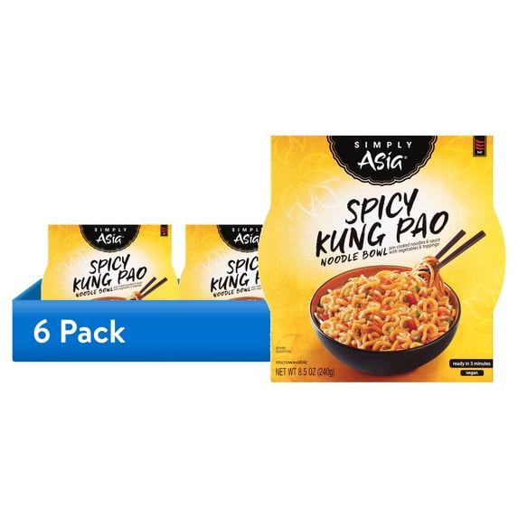 (6 pack) Simply Asia Spicy Kung Pao Noodle Bowl, 8.5 oz Cup