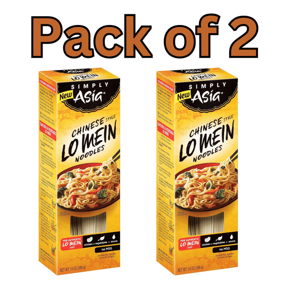 Simply Asia Chinese Style Lo Mein Noodles, 14 oz (Pack of 2) - Authentic Asian Flavor, Easy to Cook, No MSG