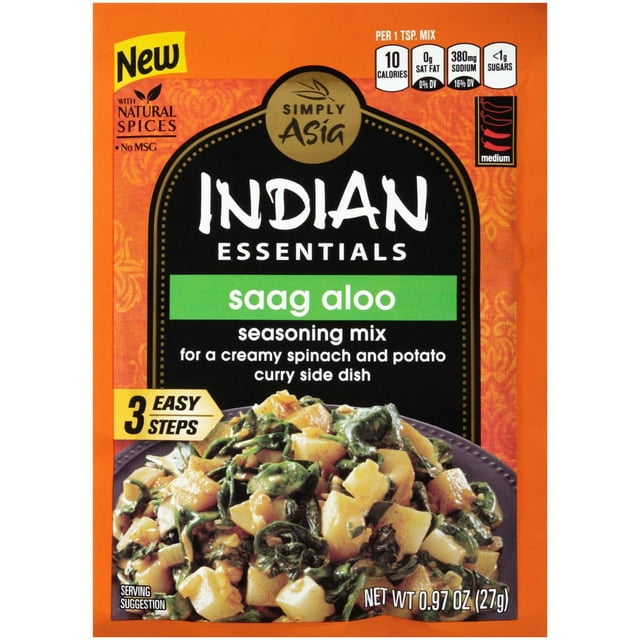 Simply Asia Indian Essentials Seasoning Mix, Saag Aloo, 0.97 Oz