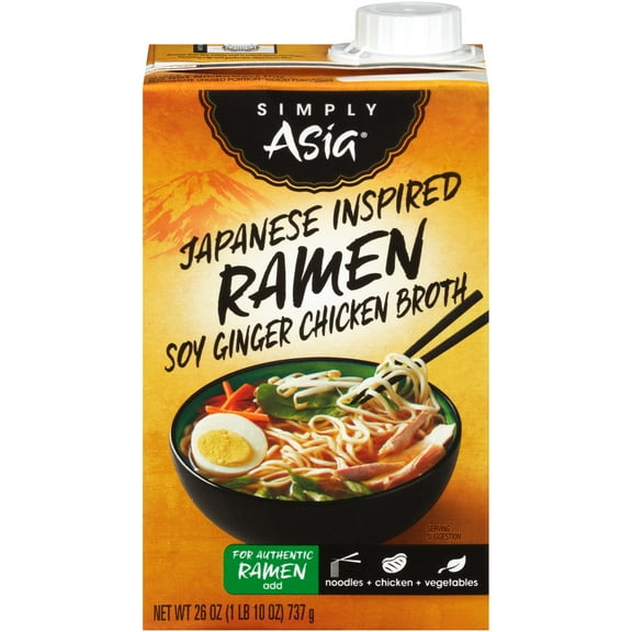 Simply Asia Japanese Inspired Ramen Soy Ginger Chicken Broth, 26 Fl Oz, Pack Of 6