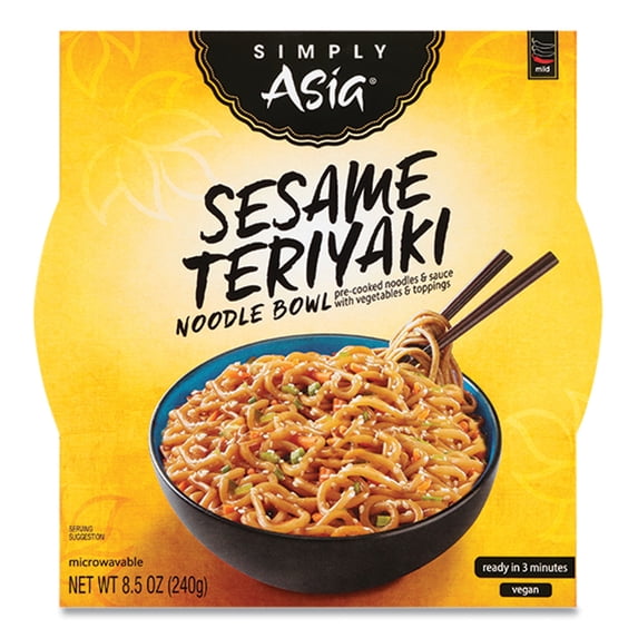 Simply Asia Sesame Teriyaki Noodle Bowl, 8.5 oz, 6/Carton | Bundle of 5 Cartons