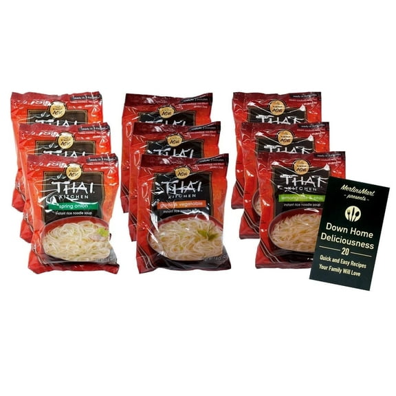 Simply Asia Thai Kitchen Instant Rice Noodle Soup | Gluten Free | 3 Flavor Variety (3) each: Spring Onion, Garlic Vegetable, Lemongrass Chili (1.6 Ounces) + MerlinsMart Zine