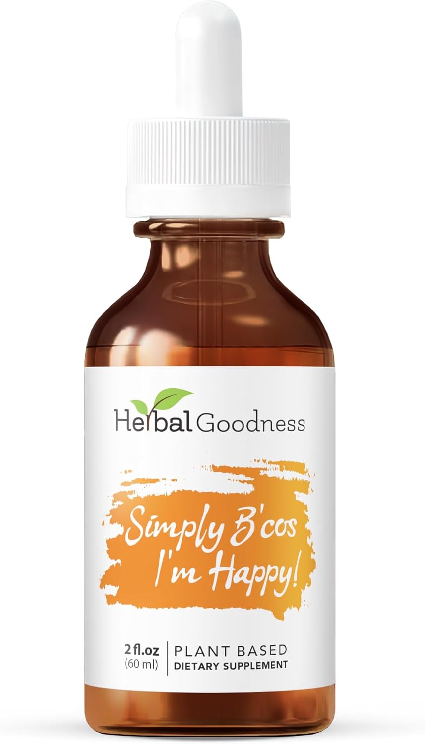 Simply B'cos I'm Happy! - Mood & Stress Support Supplements for Men & Women, Graviola - 2oz - Herbal Goodness