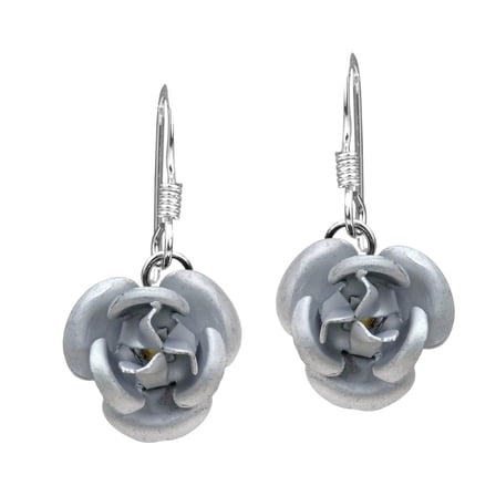 Simply Beautiful Blooming Silver-tones Rose .925 Sterling Silver Dangle Earrings