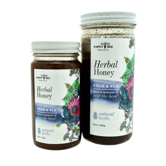 Simply Bee Organics Cold  Flu Herbal Honey | Pure Organic Raw Honey | Supports Well-Beeing | Non-GMO | Kid Approved