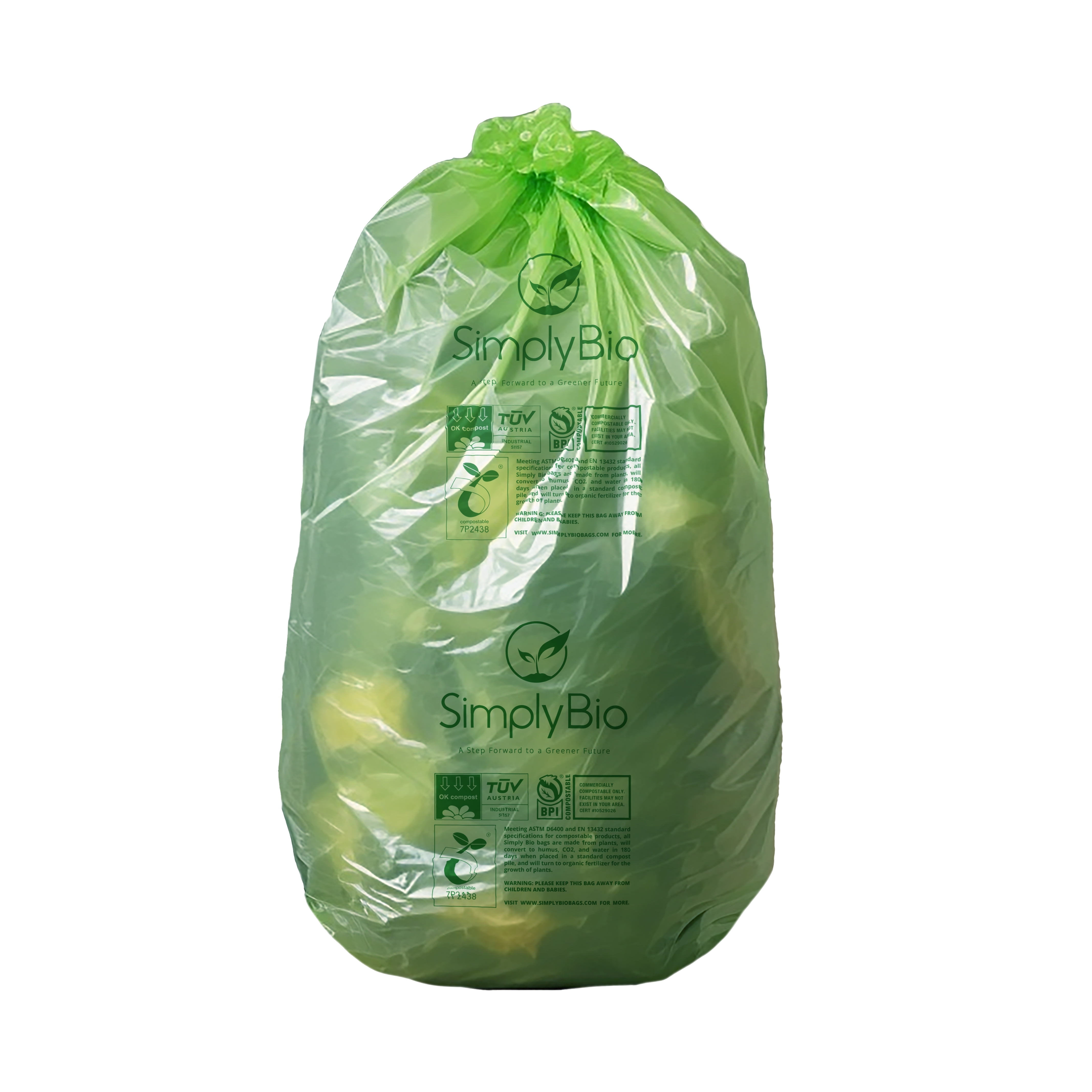 Simply Bio Tall Kitchen Garbage Bags, Compostable 13 Gallon, 50
