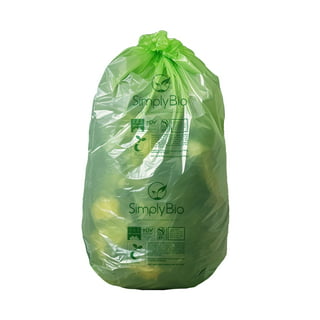 SUPERBIO 1.6 Gallon Compostable Handle Tie Garbage Bags, 50 Count, Small Trash Bags with Handles for Countertop Bin US BPI & Europe Ok Compost