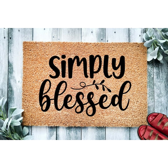 Simply Blessed Door Mat | Christian Home Religious Doormat | Welcome | Farmhouse Door Mat | Rustic Decor Gift | Home Doormat