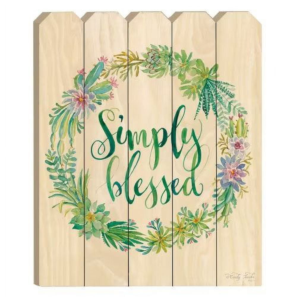 Simply Blessed Printed on Wooden Picket Fence Wall Art, Classic Wall