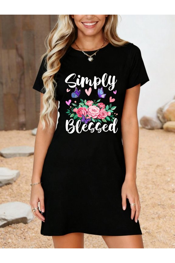 Simply Blessed T-Shirt Dress Casual Summer Dress Everyday Outfit