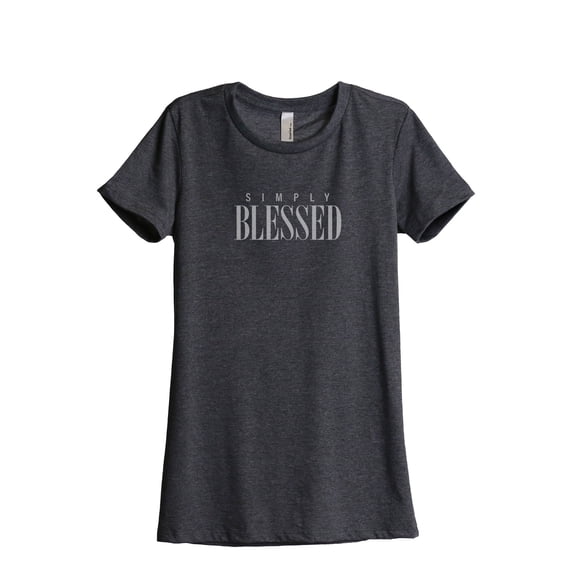 Simply Blessed Women's Fashion Relaxed T-Shirt Tee Charcoal Grey Medium