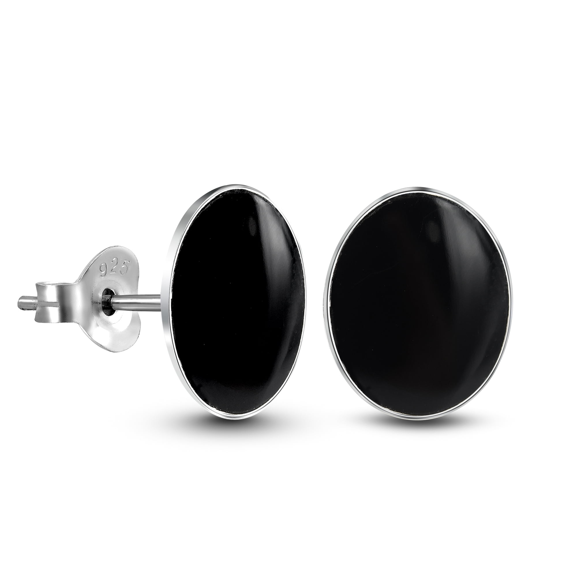 く日はお得♪ Simply Boho Earrings Stud Silver Sterling Onyx Black Oval アクセサリー