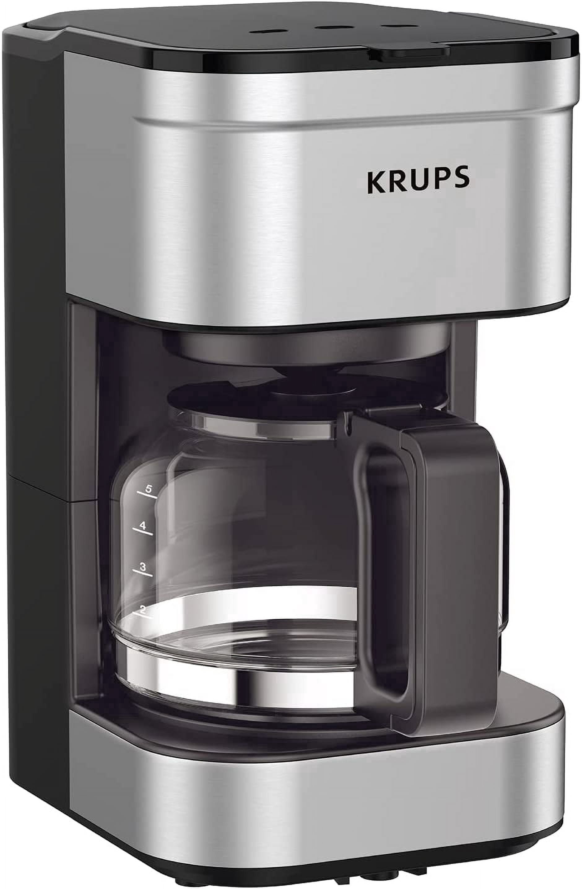 Simply Brew Compact 5 Cup Coffee Maker: Stainless Steel Design, Pause & Brew, Keep Warm, Reusable Filter, Drip-Free Carafe