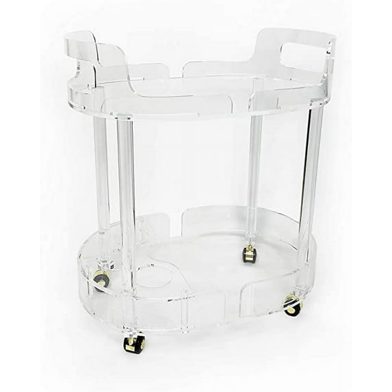 Simply Brilliant Acrylic Bar Cart with Gold Wheels