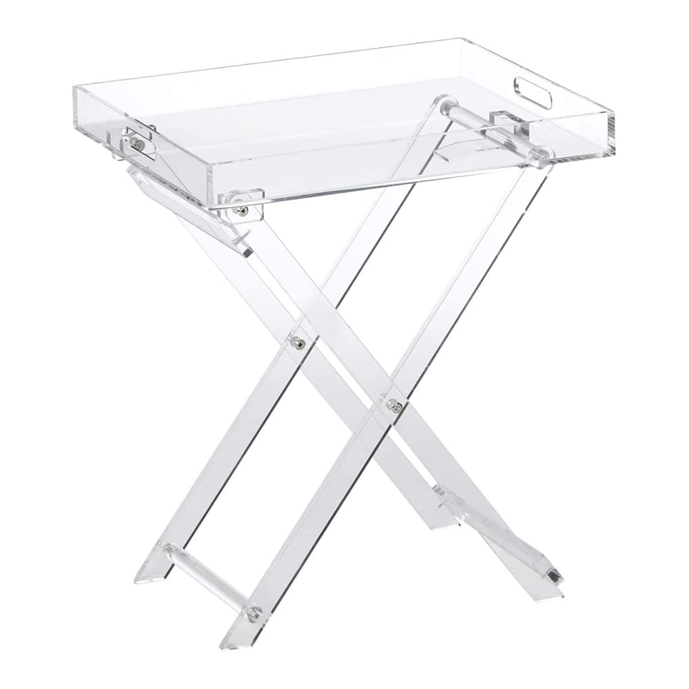 Sleek Chic Transparent Acrylic Folding Side Table with Handles