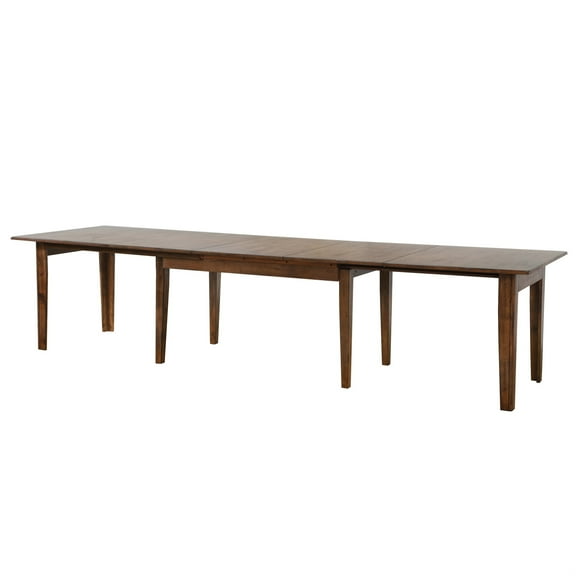 Simply Brook 62-134" Long Rectangular Extendable Dining Table Brown Solid Wood