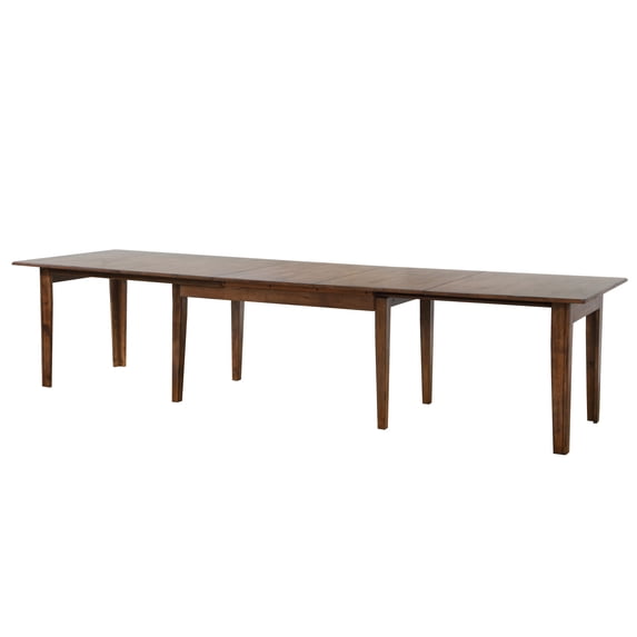 Simply Brook 62-134" Long Rectangular Extendable Dining Table Brown Solid Wood