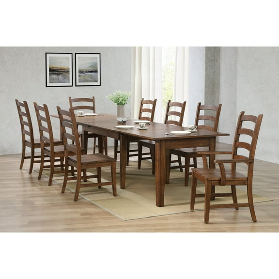 Sunset Trading Simply Brook 9 Piece 134" Rectangular Extendable Table Dining Set | Amish Brown | Seats 12