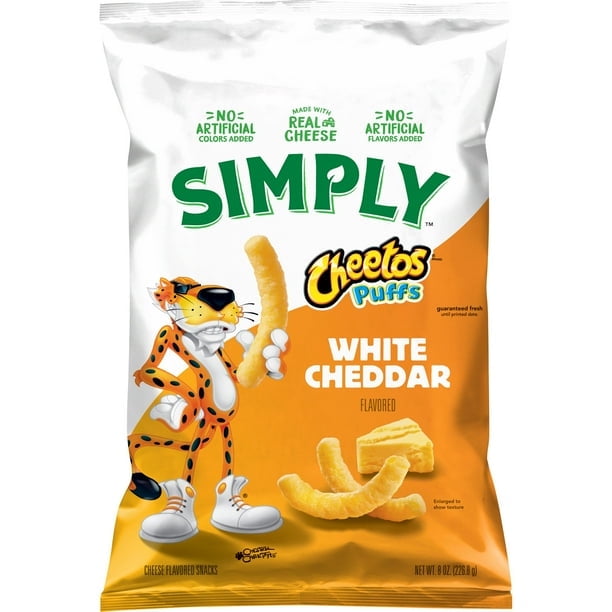 Simply Cheetos Puffs Cheese Flavored Snacks, White Cheddar, 8 Ounce Bag-2Pack